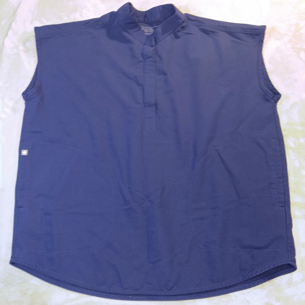 FIGS Rafaela Sleeveless Scrub Top Navy Blue Mandarin Collar WXXSW1003 Womens M